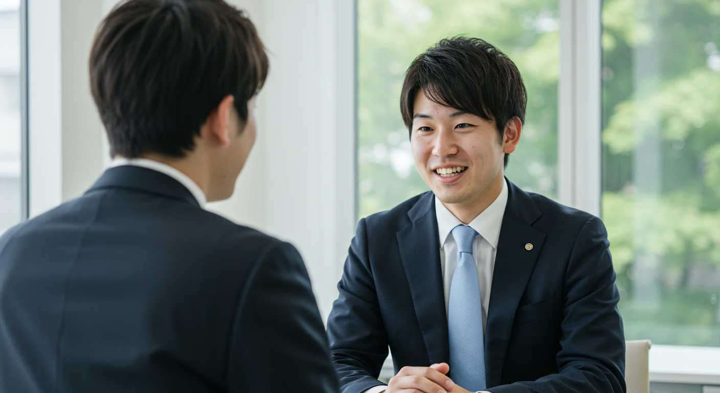 スーツを着た男性同士が面談している様子